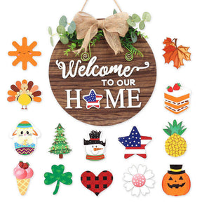 Welcome Sign Wreath Interchangeable Seasonal Holiday Home Decoration