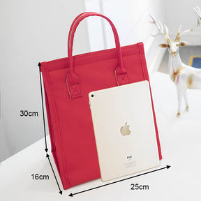 Waterproof Portable Lunch Bento Bag Velcro Insulated Picnic Handbag-Red