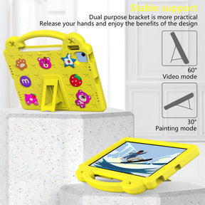 Strawberry iPad Case Shockproof with Handle Shoulder Strap for iPad 10th 2022-Yellow