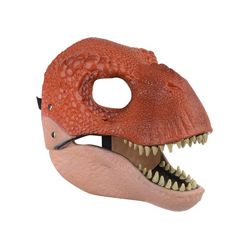 Movable Jaws Dinosaur Mask Kids Costume Party Gifts-Red Brown