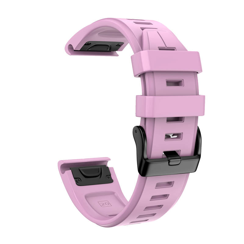 Silicone Replacement Band 20mm Quick Release Easy Fit For Garmin Fenix 5S/5S Plus/6S/6S Pro Smartwatch Black Steel Buckle-Pink