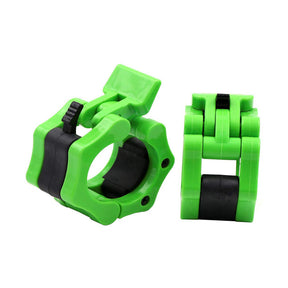 Pair of Olympic Barbell Clip Professional Barbell Plate Lock Collar Clip for 5CM Lever-Green