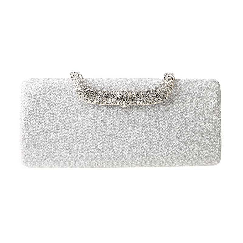 Square Clutch Rhinestone Bag Design Fine Flash Evening for Women-Silver