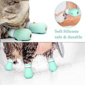 4 PCS Anti-Scratch Cat Foot Shoes Silicone Pet Claws Cover for Home Bathing