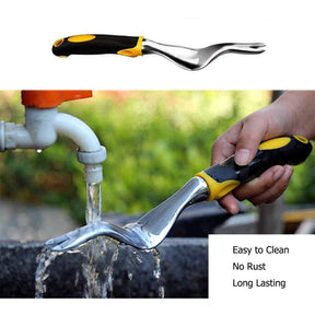 Hand Weeder Tool Garden Weeding Tools with Ergonomic Handle Easy for Weed Removel Manual Weed Puller Bend for Garden Lawn Yard -Yellow