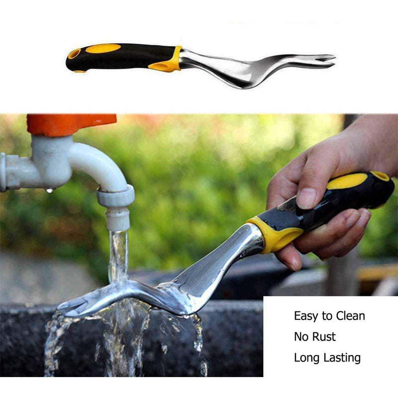 Hand Weeder Tool Garden Weeding Tools with Ergonomic Handle Easy for Weed Removel Manual Weed Puller Bend for Garden Lawn Yard -Yellow