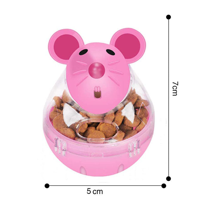 Small Cat Slow Feeder Cat Food Ball Mice Tumbler Shaped Pet Treat Ball-Pink