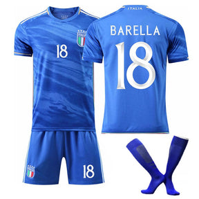 Italy Home Jersey BARELLA #18 Soccer Jersey Kids Adult 3-Pieces Jersey Kits