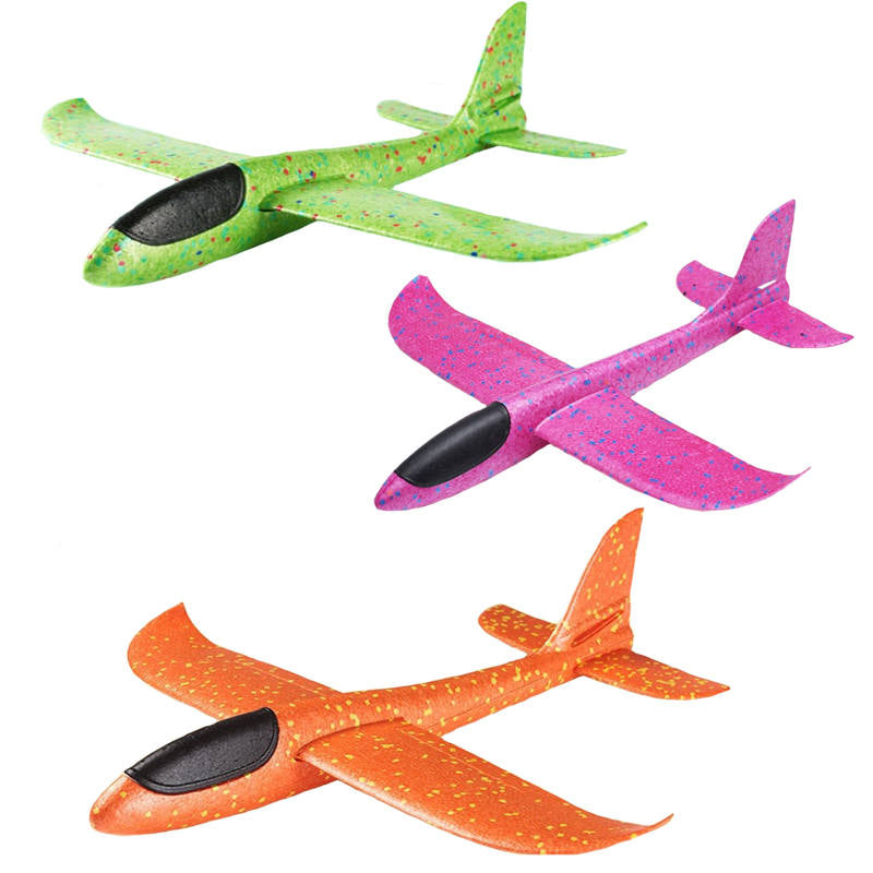 3 Pack Airplane Kids Throwing Foam Plane Outdoor Sport Toys Birthday Gifts-GreenPinkOrange