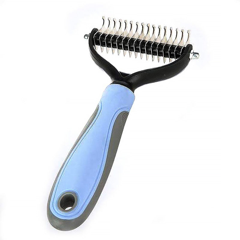 Pet Grooming Undercoat Rake with Two-Side Safe Hair Removal Comb-Blue