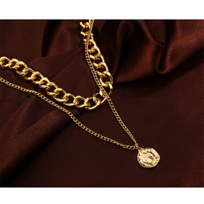 Fashion Geometric Pendant Choker Layered Necklace