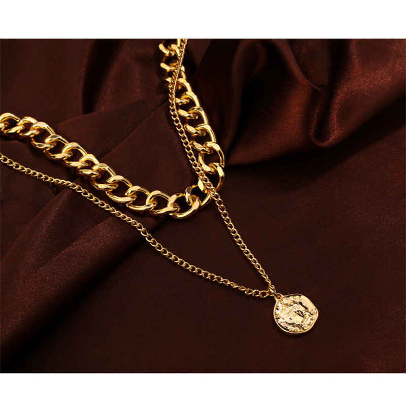 Fashion Geometric Pendant Choker Layered Necklace