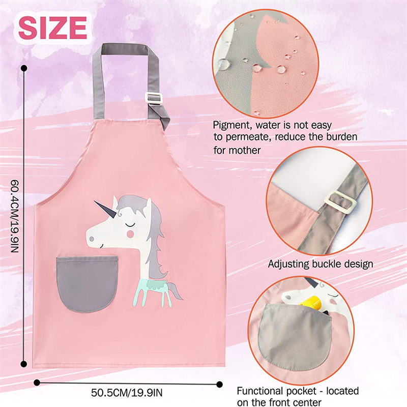 Kids Waterproof Art Apron for Painting Cooking Feeding with Matchin Sleeves-Sheep