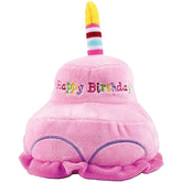 Pet Plush Doll Birthday Double Layer Cake Squeaky Dog Toy-Pink