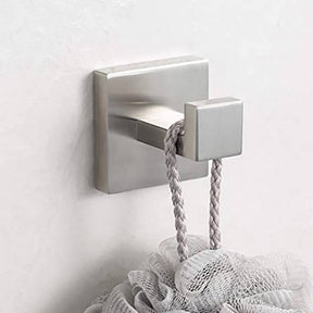 2 Pack Bathroom Hooks 304 Stainless Steel Square Wall Hooks-Silver