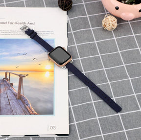 Slim Canvas Watch Band With Positioning Beads For Apple Watch SE/6/5/4/3/2/1(Dark Blue)