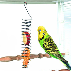 Parrot Foraging Hanging Stainless Steel Feeder Bird Grain Basket-Chain