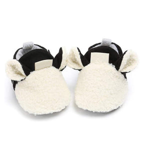 Infant Baby Boys Girls Slipper Stay On Non Slip Soft Sole 0-18 Months Cotton Plush Shoes-White