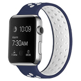 Sports Breathable Silicone Solo Loop Watchband for Apple Watch Series 6/5/4/3/2/1/SE-BlueWhite