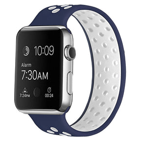 Sports Breathable Silicone Solo Loop Watchband for Apple Watch Series 6/5/4/3/2/1/SE-BlueWhite