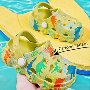 Kids Cute Cartoon Hole Shoes Little Dinosaur Beach Pool Slippers Boys and Girls-Green