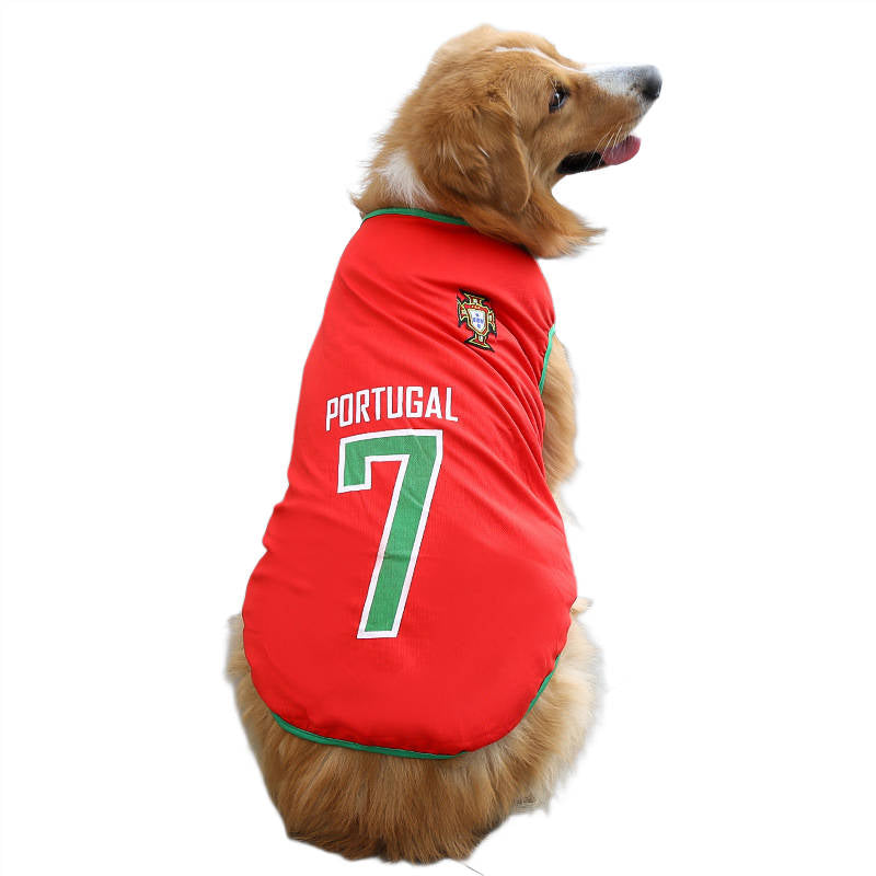 Dog Mesh Vest World Cup Jersey Basketball Clothes Red #7 Portugal