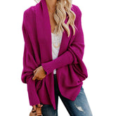 Women's Batwing Knitted Oversized Slouchy Solid Cardigan Sweater Knit Outwear-Rose
