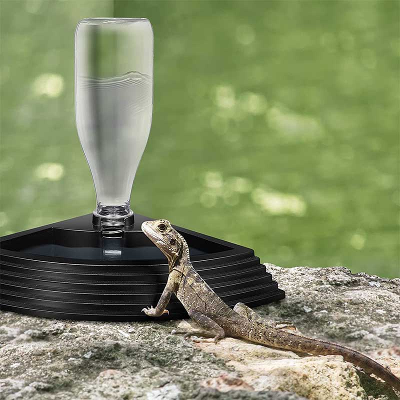 Reptile Water Bowl Automatic Reptile Water Fountain for Lizards Snake-Black