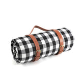 Waterproof Picnic Blanket 3 Layered Foldable Outdoor Picnic Mat Perfect for Park and Beach-BlackWhite