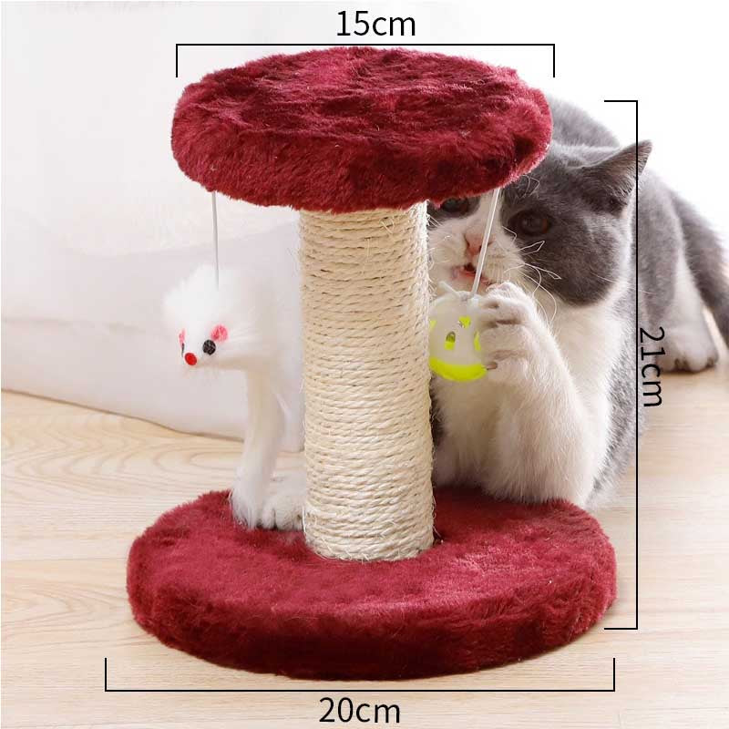 Cat Scratching Post Cat Tree with Sisal Covered Scratching Posts and Platform-Red