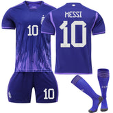 MESSI #10 Argentina Away Jersey 2022/23 Soccer Jersey Kit Football T-shirt Set For Adult Kids