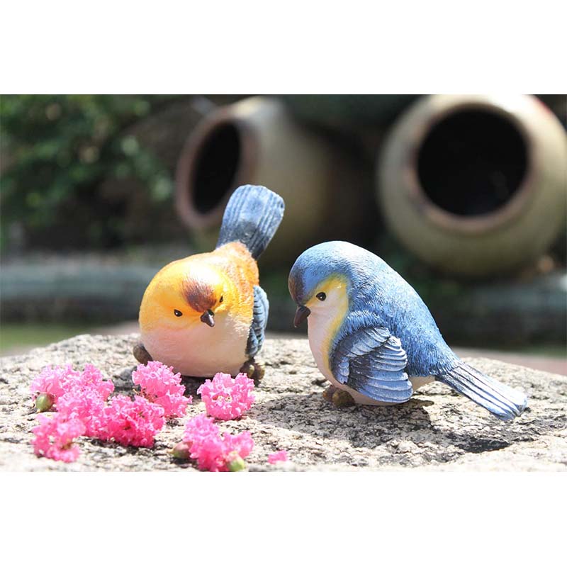 Funny Garden Bird Statue Indoor Outdoor Statues Yard Art Figurines for Patio Lawn House -Blue Orange