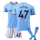 FODEN #47 Manchester City F.C Home Jersey 22/23 Soccer Jersey Set For Adult Kids