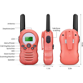 2 Pcs Walkie Talkies for Kids 22 Channels Outdoor Adventure Gear-Pink