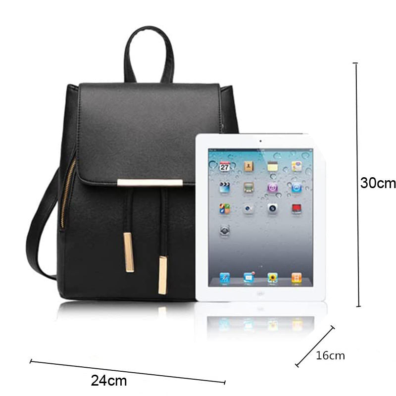 Fashion PU Leather Women Backpack Anti-theft Travel Bag-Flower Black