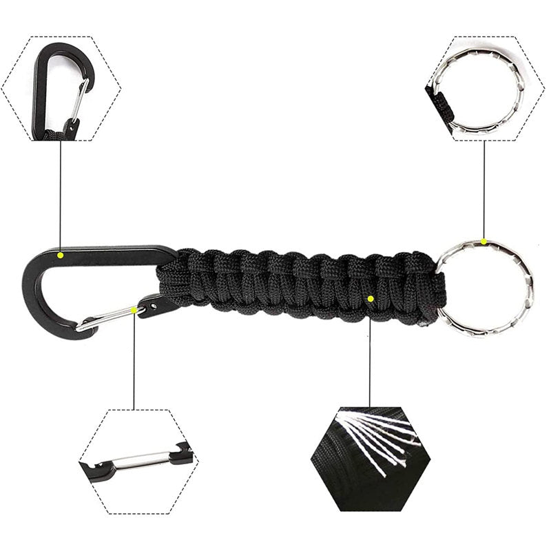 2 Pcs Paracord Keychain with Carabiner for Backpack Camping-6