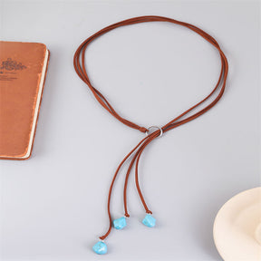 Turquoise Pendant Suede Necklace for Women-4