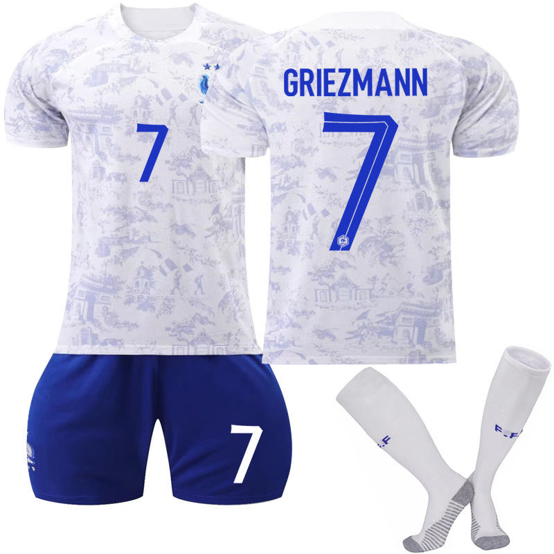 France National Team Away Jersey 2022-23 GRIEZMANN #7 Soccer Jersey for Kids Adult