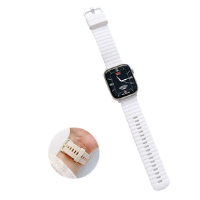 Silicone Wave Pattern Watch Band Compatible with Apple Watch- White