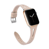 Fashion Triangle Hole Leather Watch Band For Apple Watch SE/6/5/4/3/2/1(Apricot)