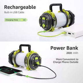 Outdoor Strong Light Flashlight LED Camping Lantern Rechargeable with USB Cable