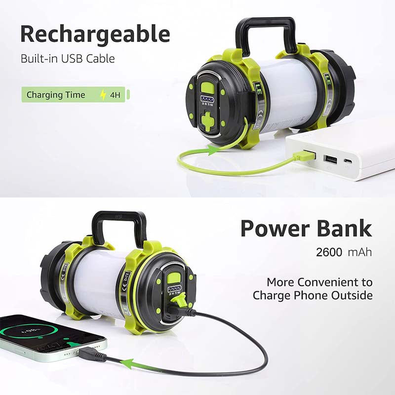 Outdoor Strong Light Flashlight LED Camping Lantern Rechargeable with USB Cable
