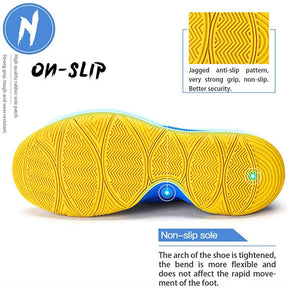 Boys Basketball Shoes Non-Slip Girls Sneakers Durable Kids Running Shoes-YellowBlue