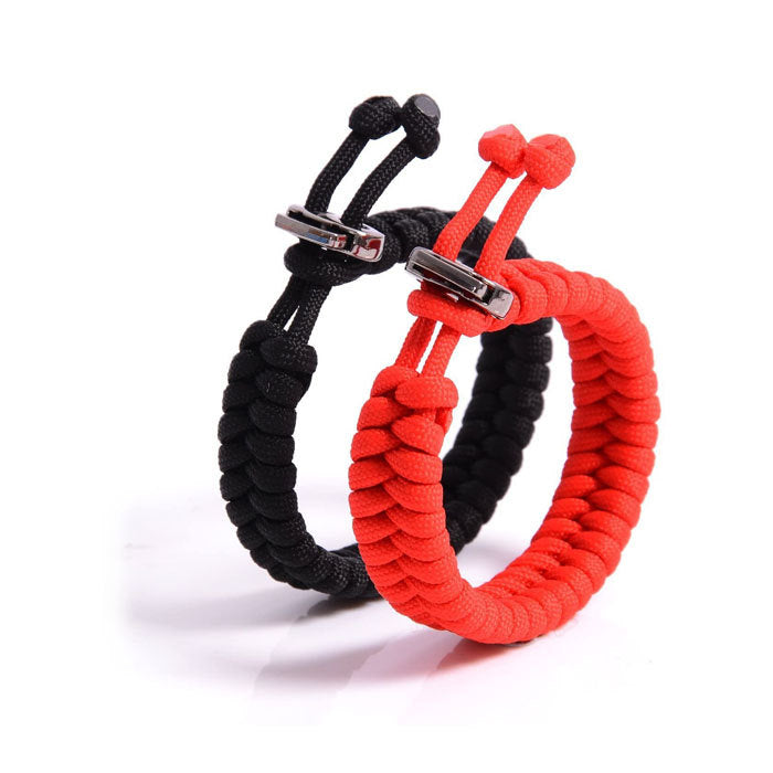 2 Pcs Adjustable Sizes Fish Tail Paracord Survival Bracelets With Metal Clasp-B
