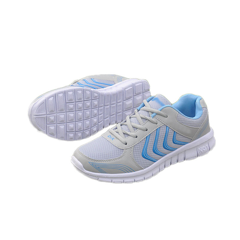 Womens Athletic Mesh Breathable Sneakers Lace Up Comfort Shoes-Grey