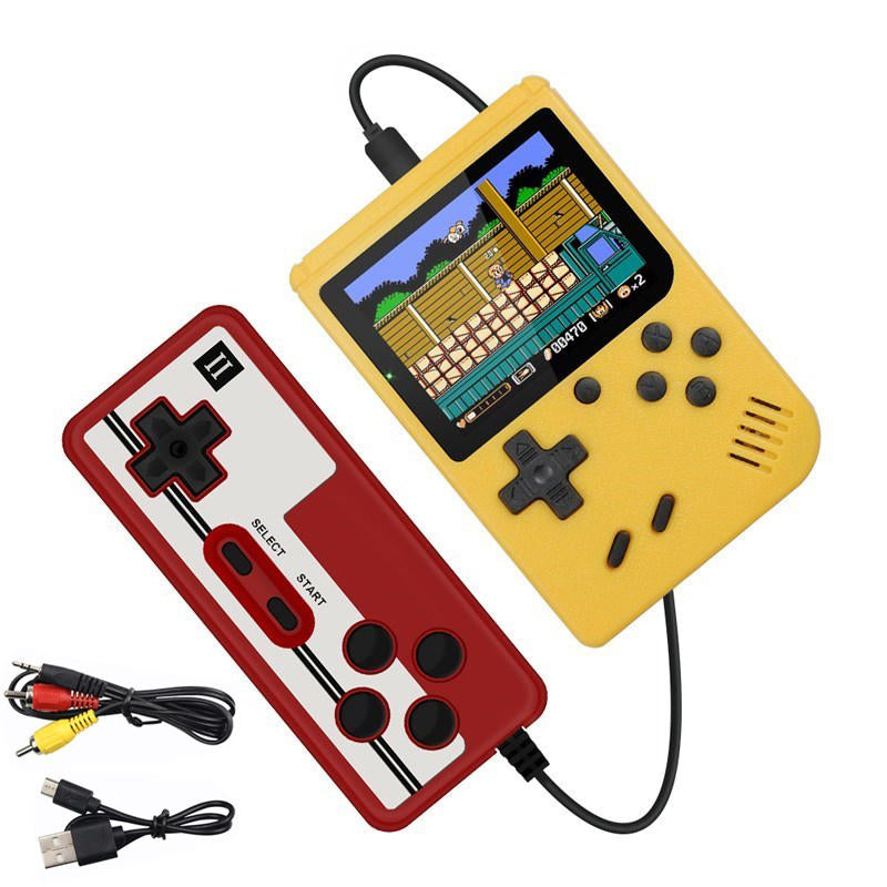 Retro Handheld Game Console with 400 Classical FC Games Support for Two Players-Yellow