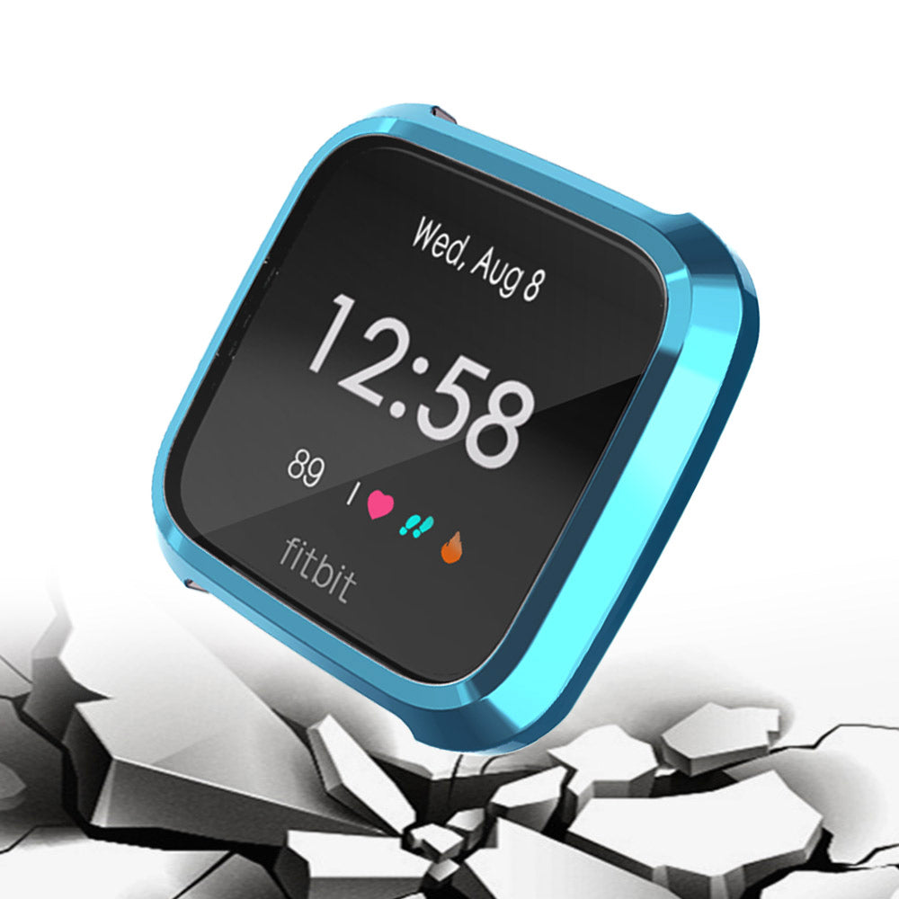 For Fitbit Versa Lite Electroplated Soft TPU Slim Watch Case -Blue