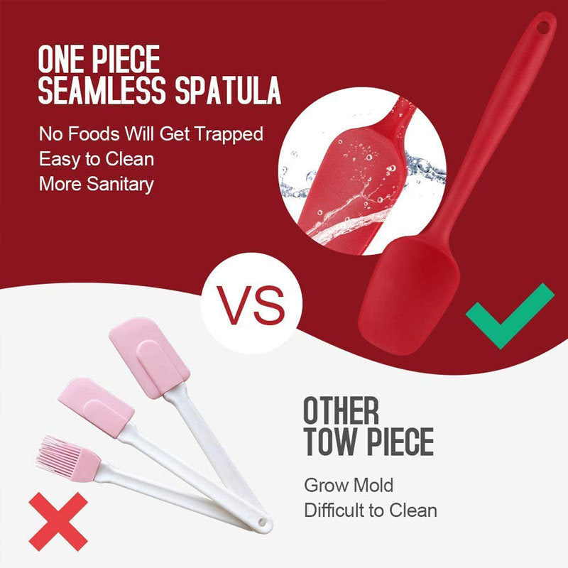 6Pcs Food Silicone Spatula Set High Heat Resistant Spatulas-Red