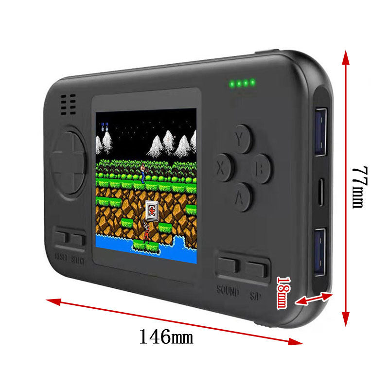 2 in 1 Handheld Game Console 8000mAh Power Bank with 416 Classic FC Games-Black