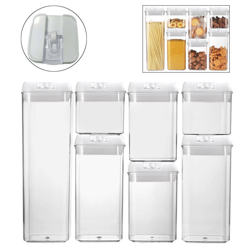 7 Pieces Plastic Food Storage Containers with Easy Lock Lids for Kitchen Pantry Organization and Storage -White Lid